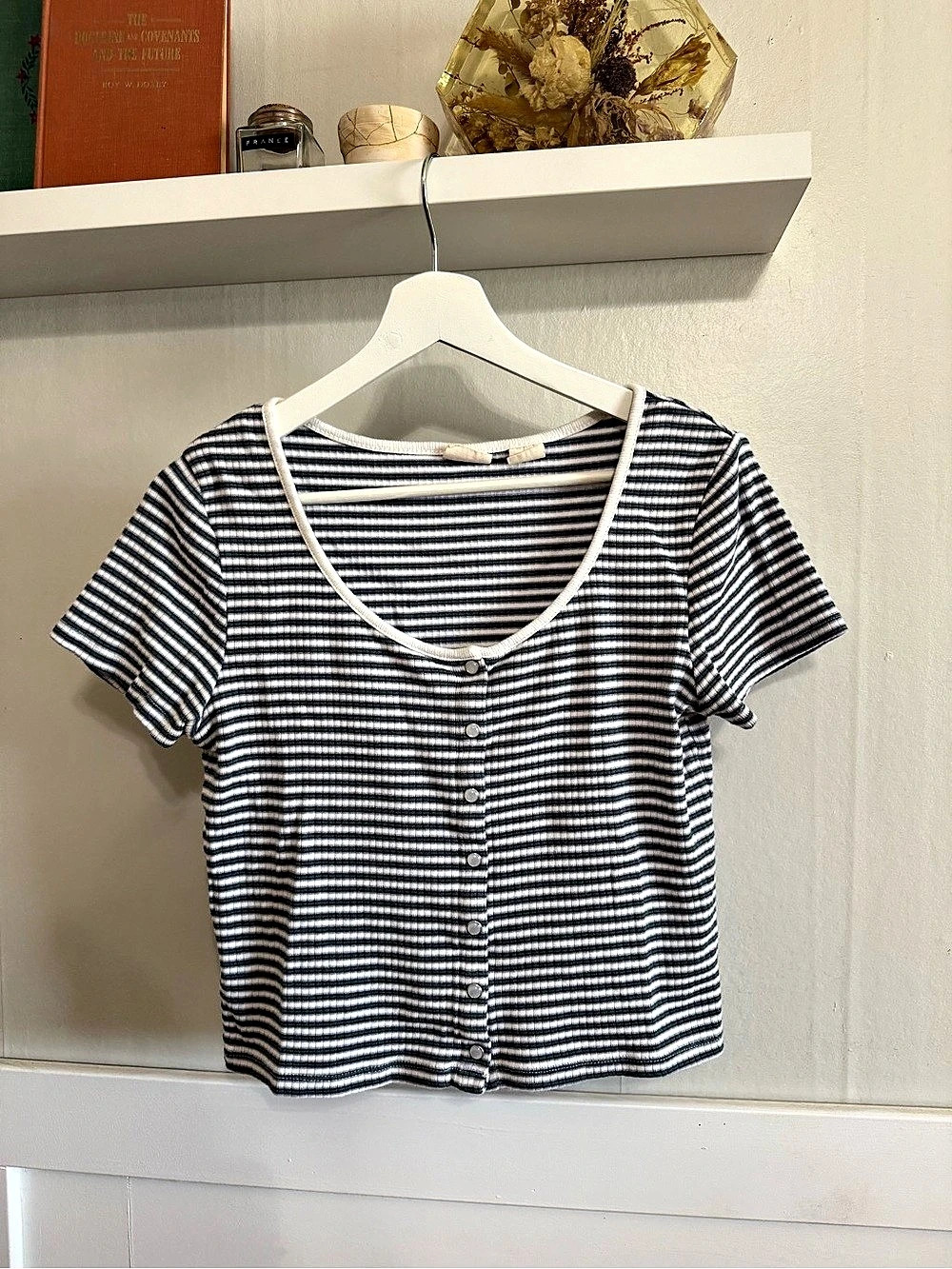 Levi's Austen Button-Up Short-Sleeve Top Blue & White